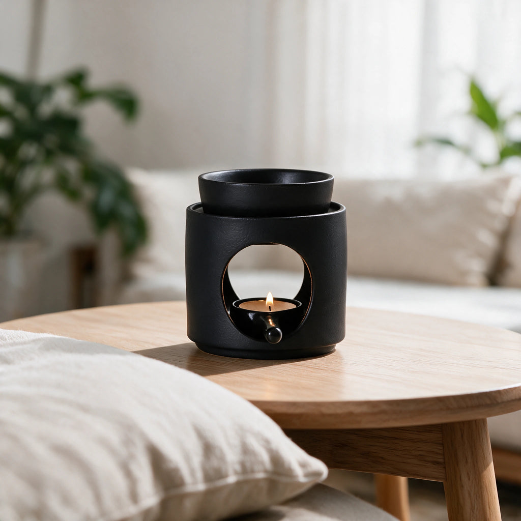 Brûle-parfum céramique 3-en-1 – Noir & Blanc