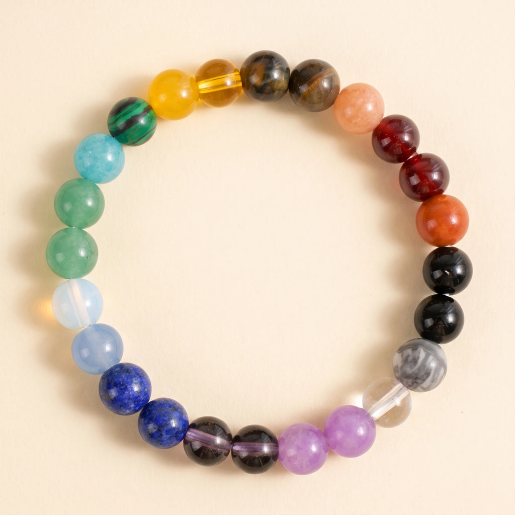 Bracelet élastique en perles naturelles 8 mm – 7 Chakras | Breez
