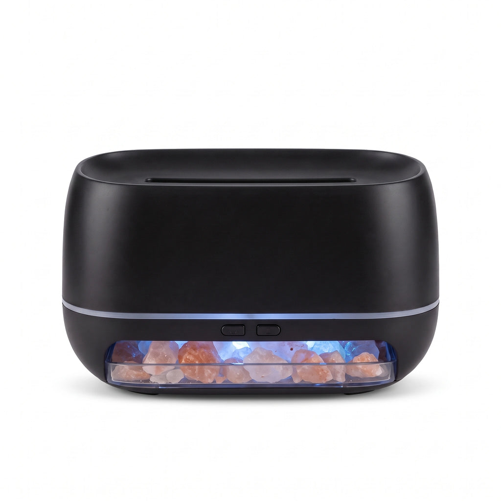Diffuseur Flamme 3D aux Cristaux de Sel – Noir