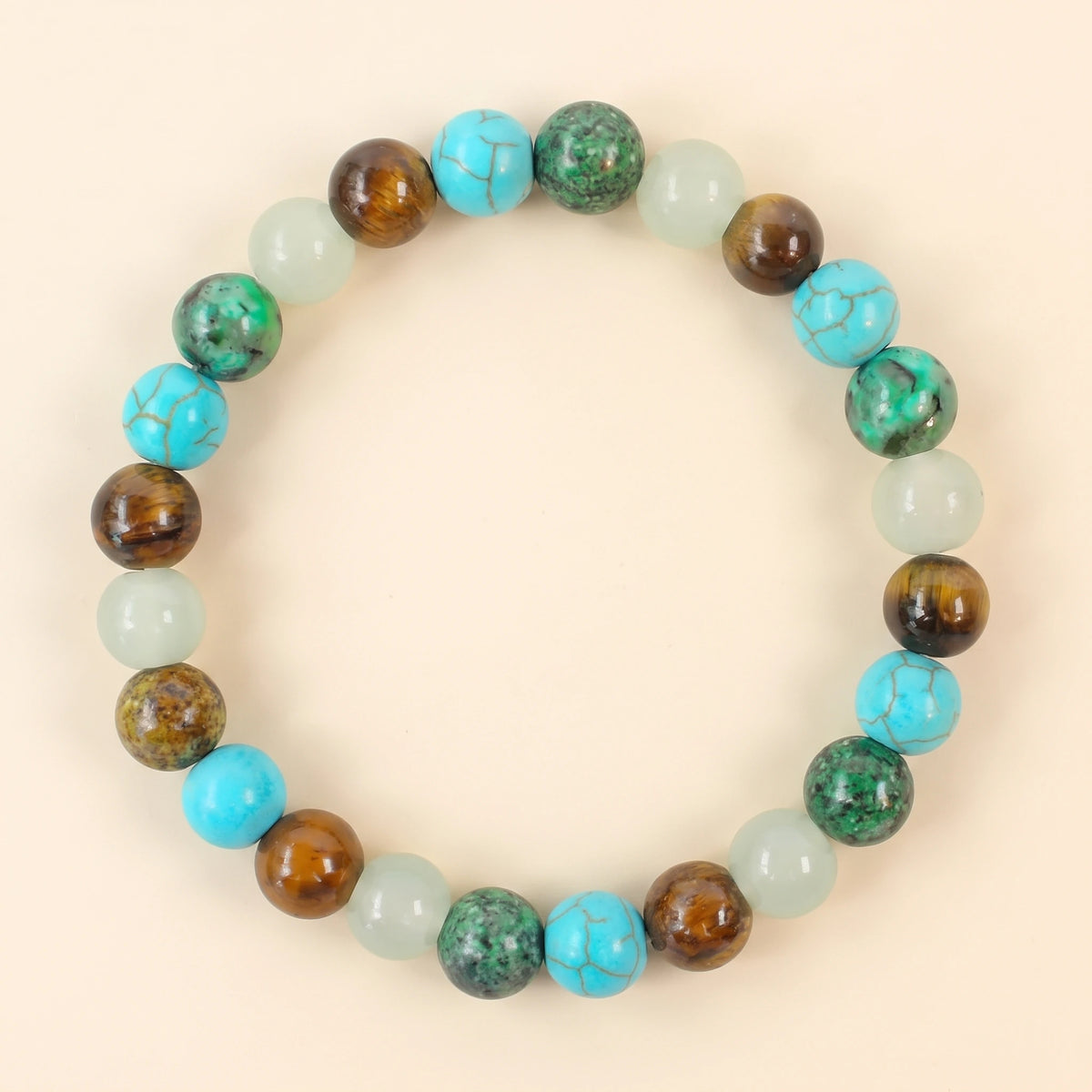 Bracelet élastique en perles naturelles 8 mm – Anxiety — turquoise | Breez