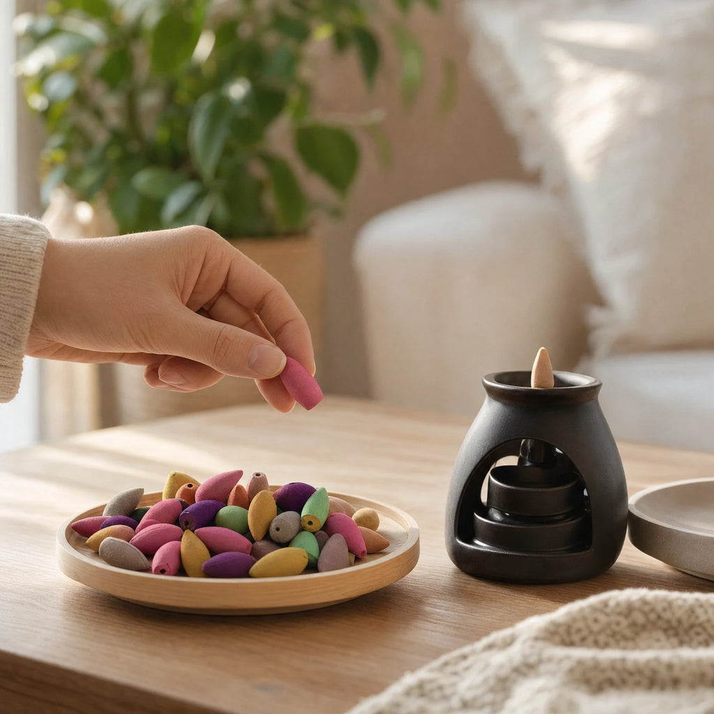 Utilisation de cônes d’encens à reflux dans un intérieur lumineux