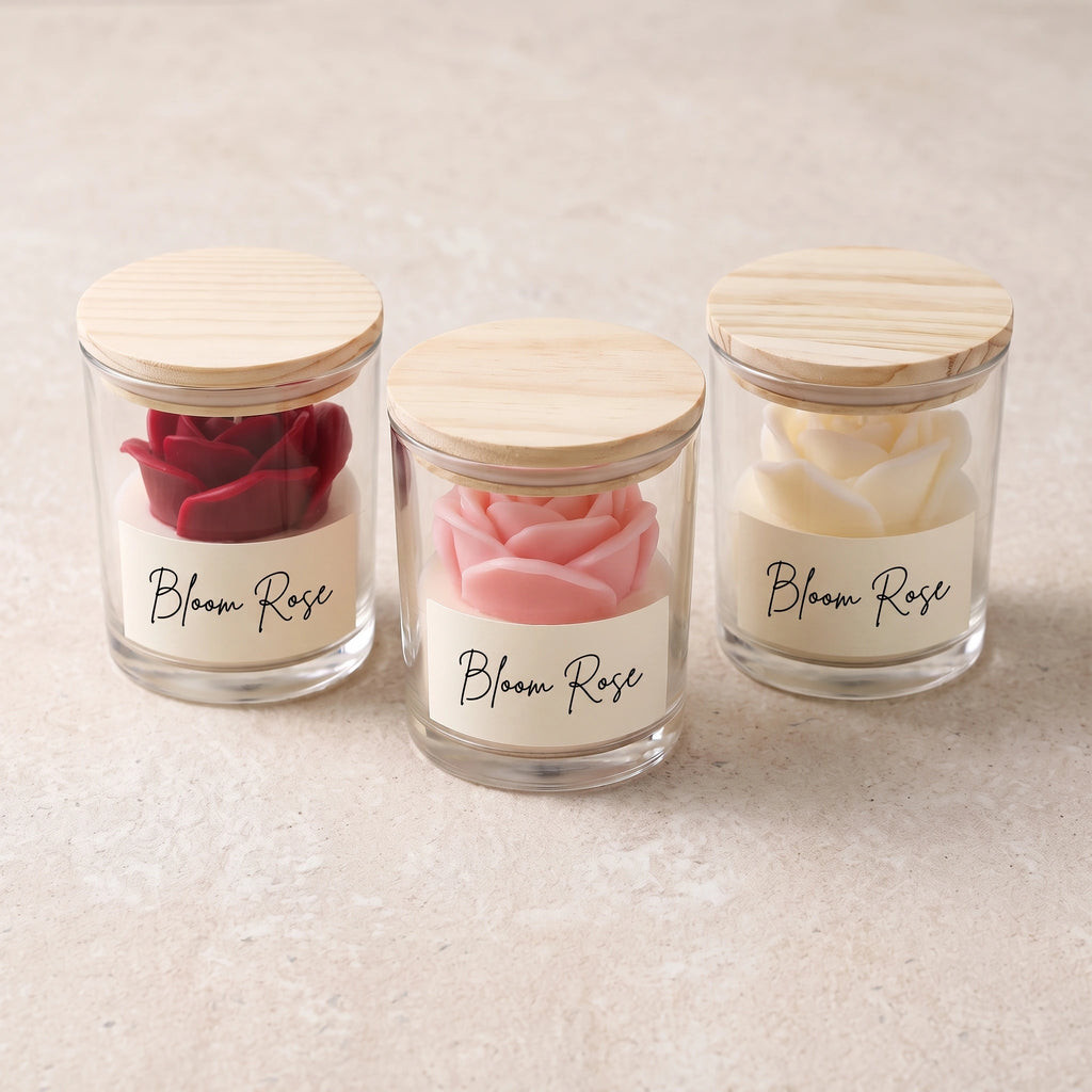 Bougie Rose en verre — 3 coloris