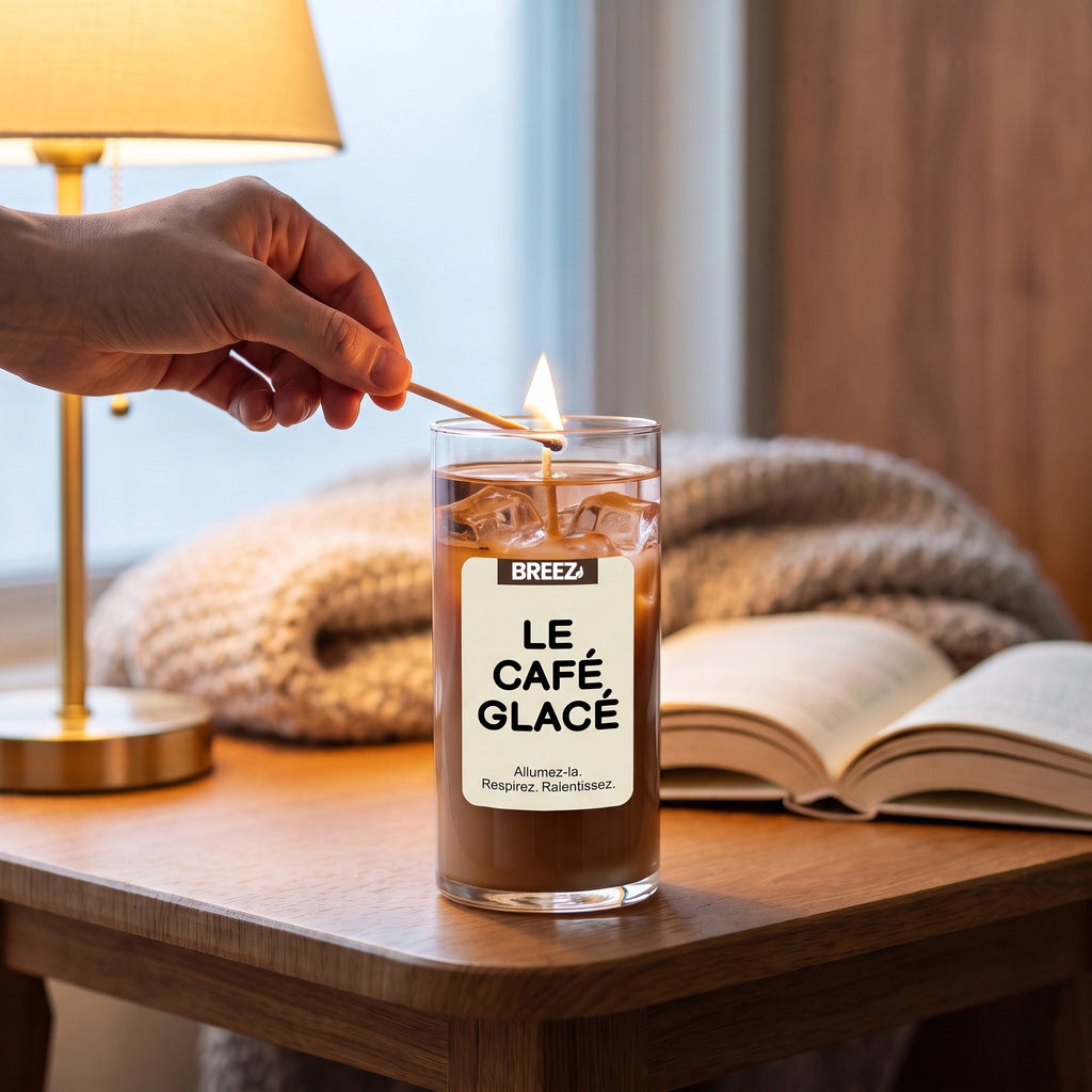 Bougie gel Latte Nuage Welcome allumée