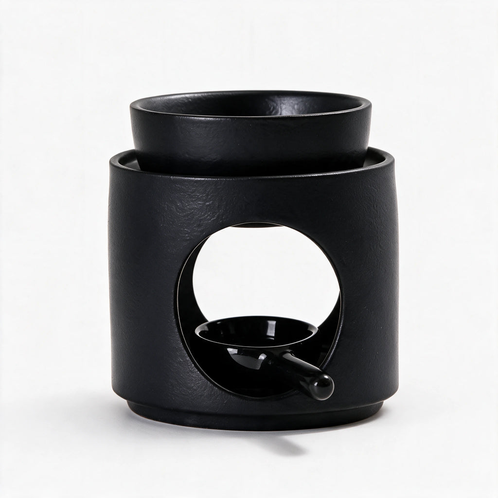 Brûle-parfum céramique 3-en-1 – Noir & Blanc