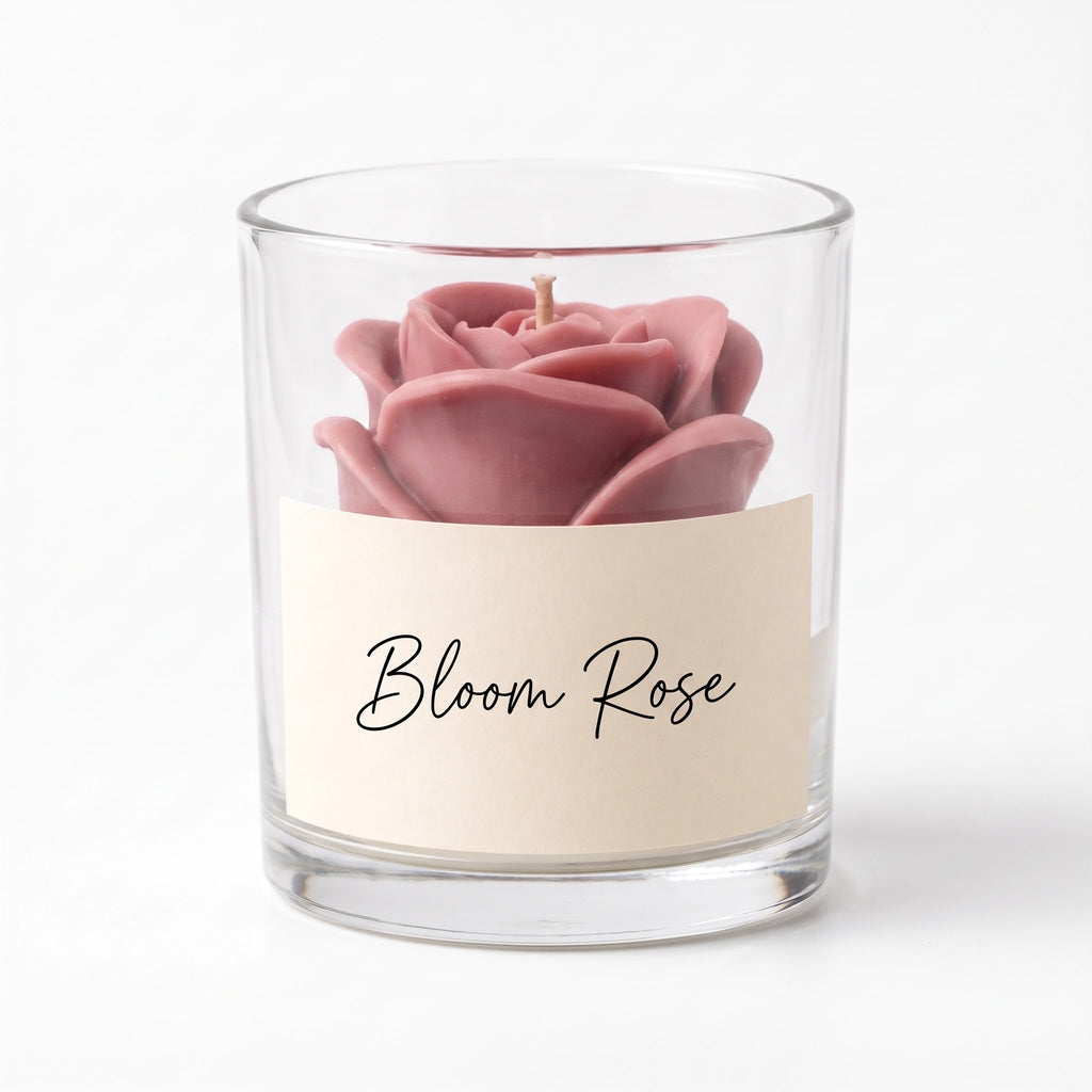 Bougie Rose en verre — 3 coloris