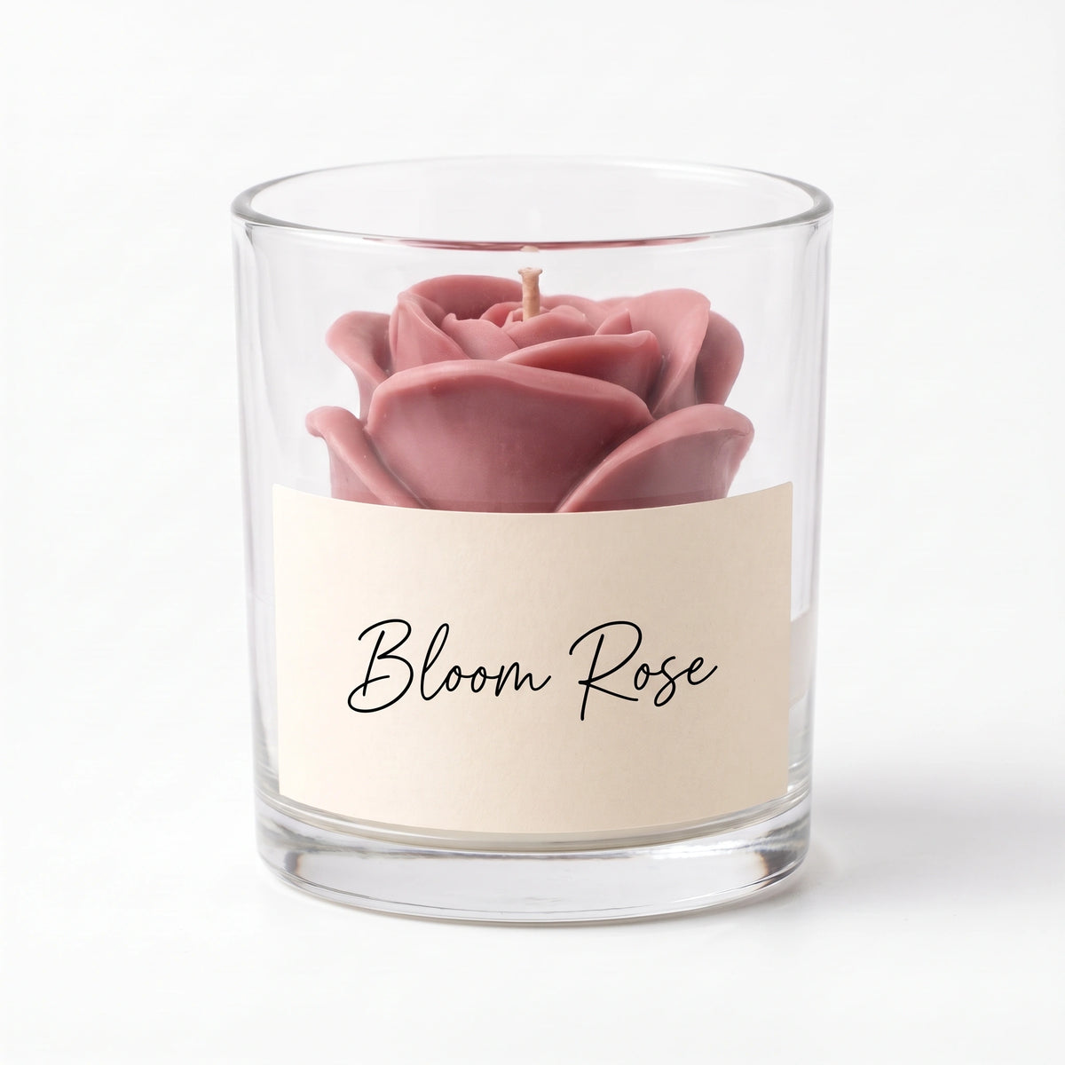 Bougie Rose en verre — 3 coloris