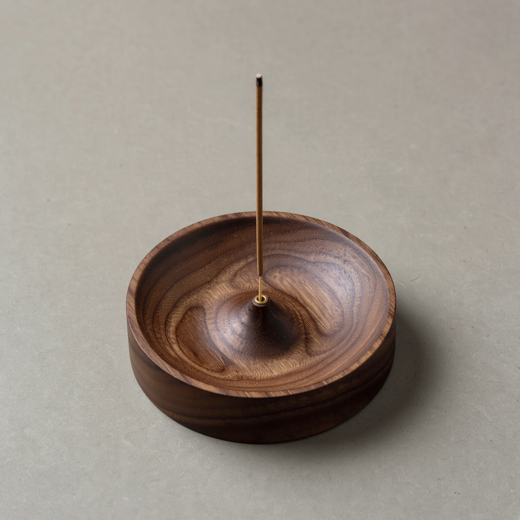 Porte-encens rond en bois