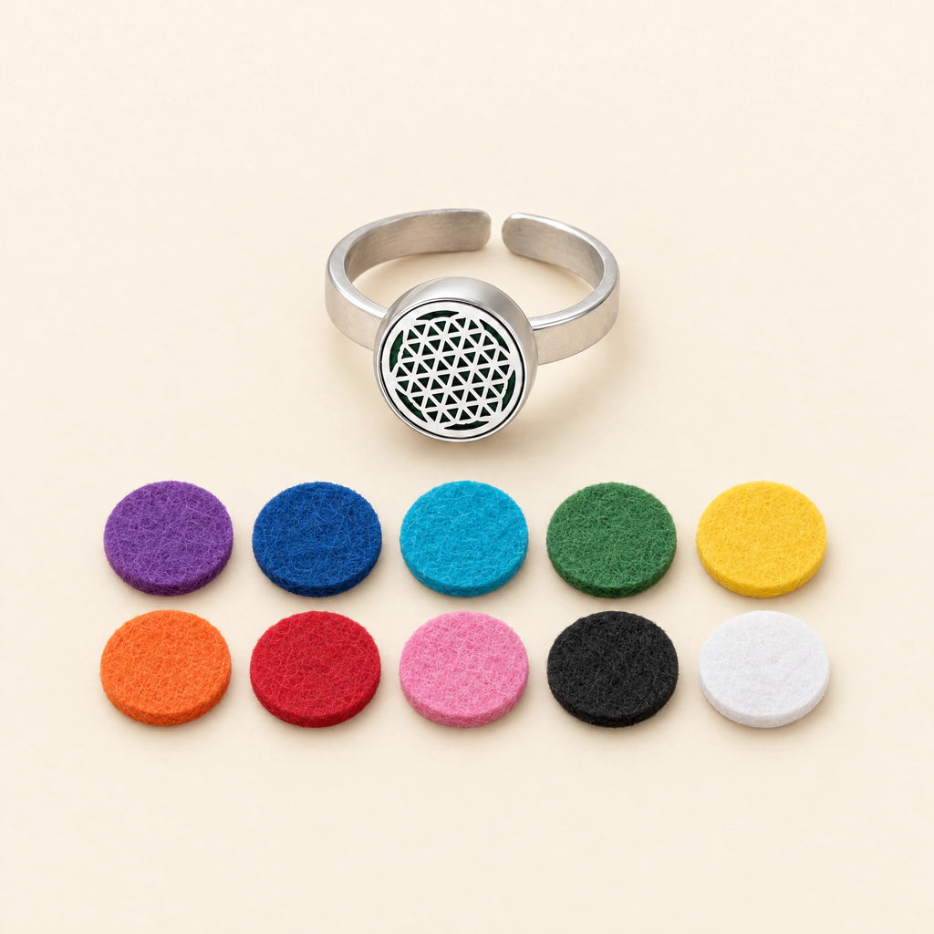 Bague Diffuseur d’Huiles Essentielles Ajustable — Motif au Choix