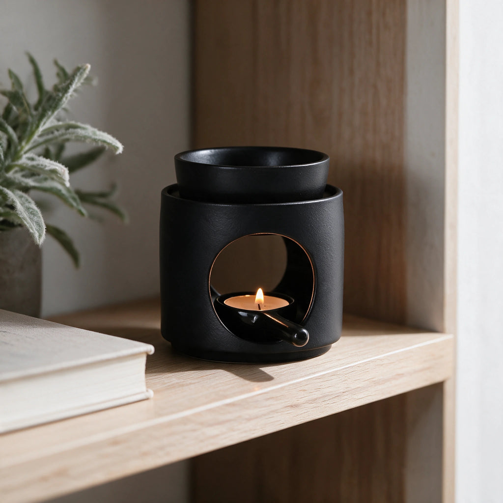 Brûle-parfum céramique 3-en-1 – Noir & Blanc