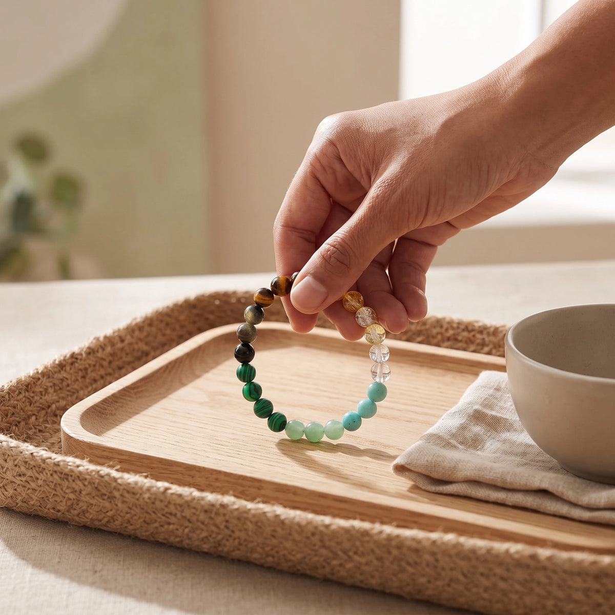 Bracelet élastique en perles naturelles 8 mm – Money | Breez