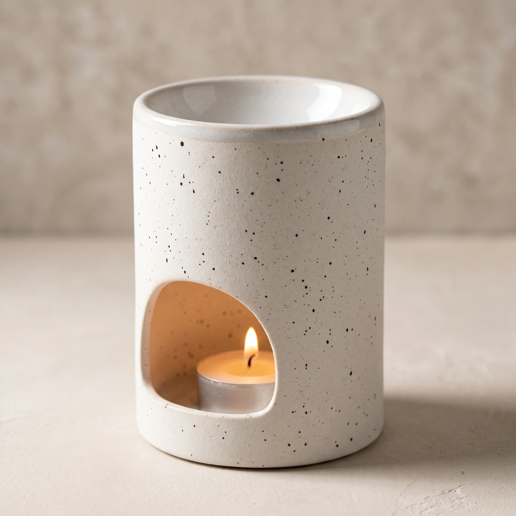 Brûle-parfum Céramique Mouchetée à Bougie Chauffe-Plat — 8,5 cm