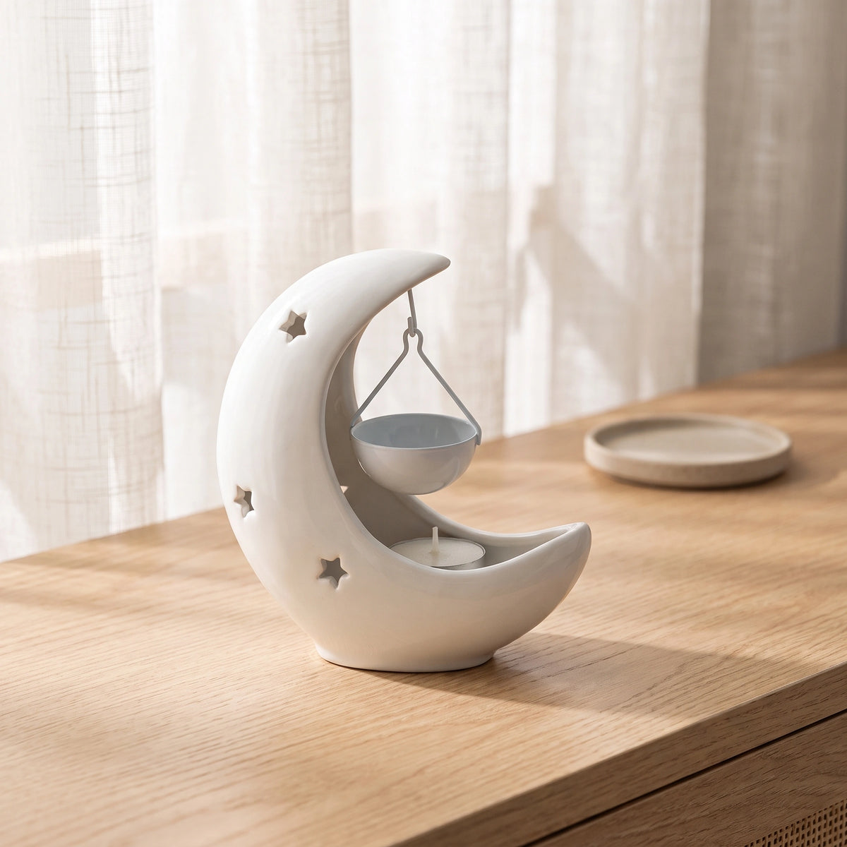 Brûleur d'huiles essentielles Lune en céramique