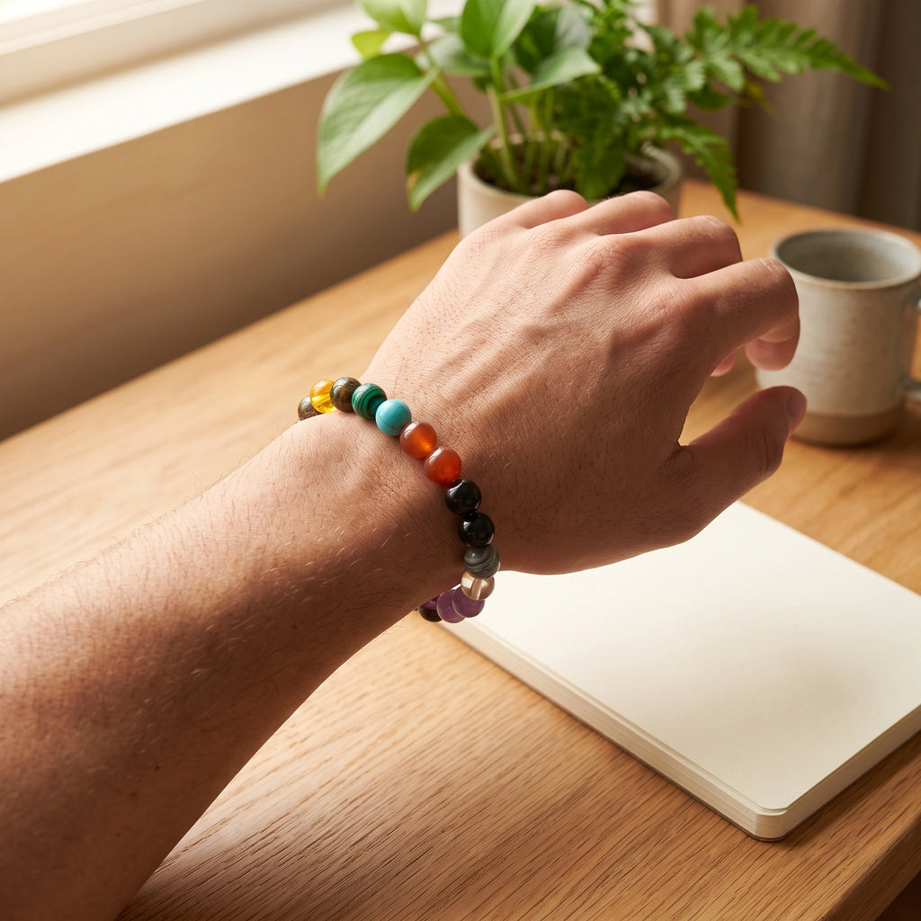 Bracelet élastique en perles naturelles 8 mm – 7 Chakras | Breez