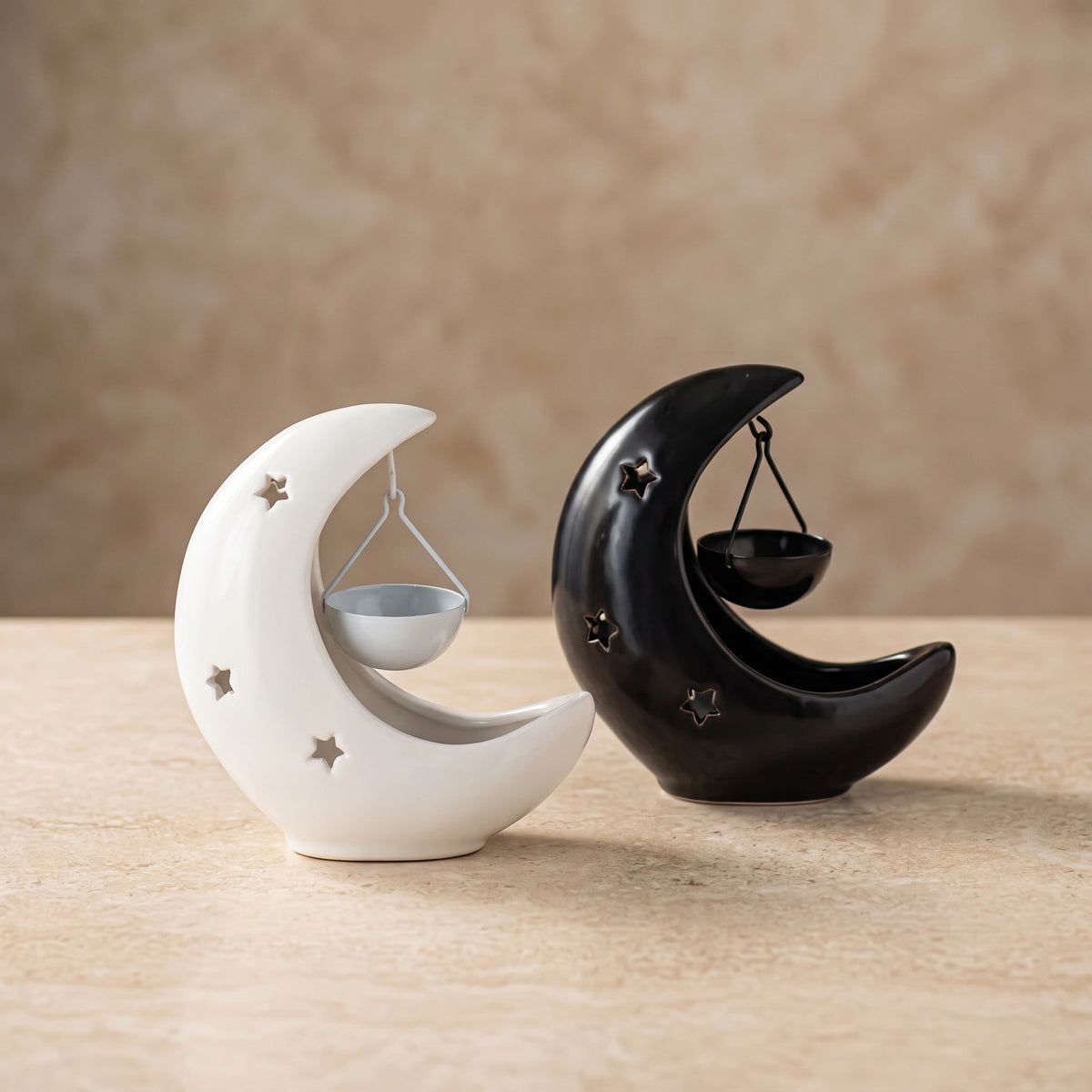 Brûleur d'huiles essentielles Lune en céramique