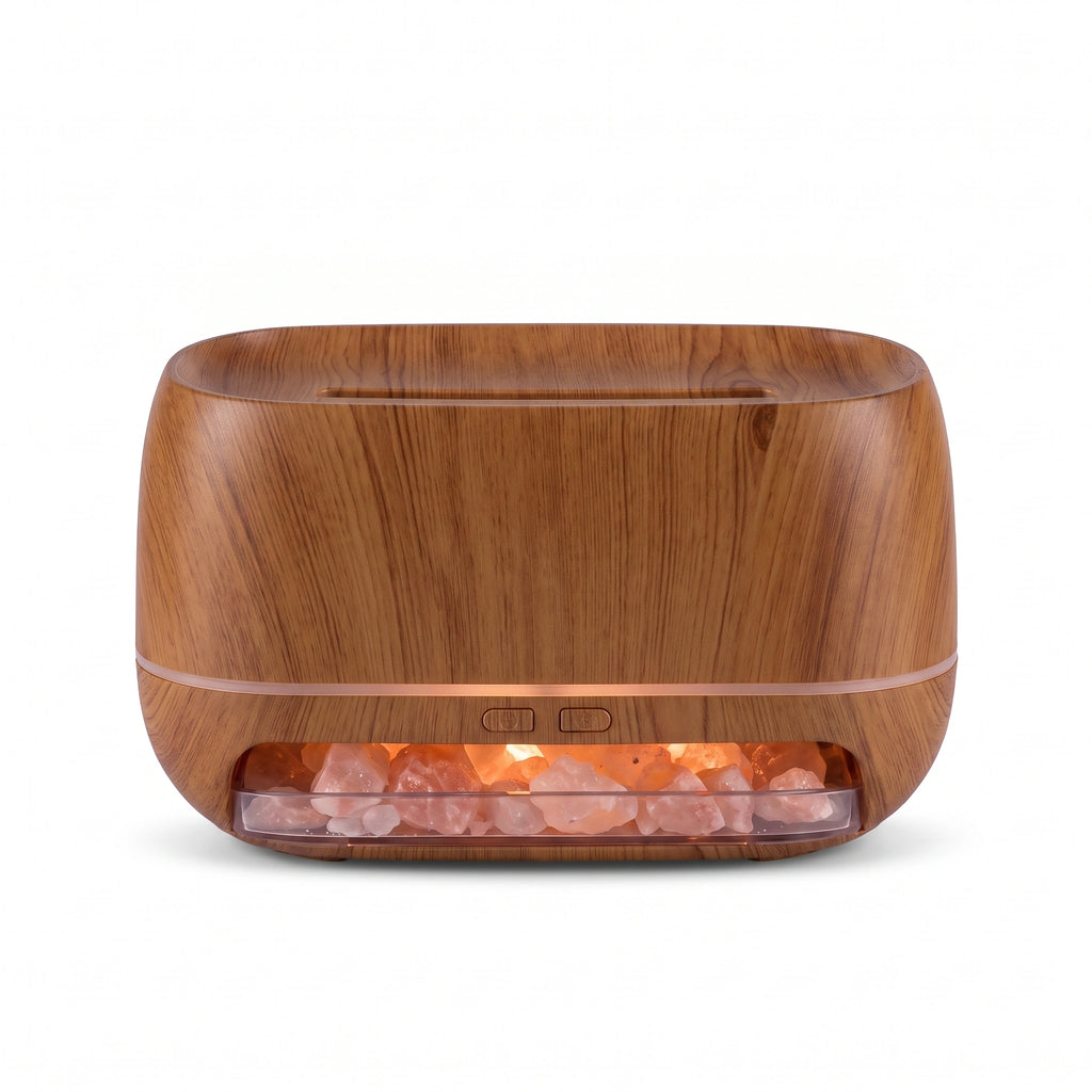 Diffuseur Flamme 3D aux Cristaux de Sel – Effet bois