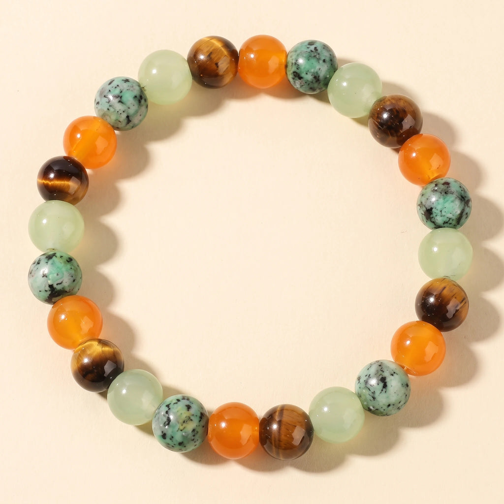Elastisches Armband aus 8 mm Naturperlen – Anxiety — orange | Breez
