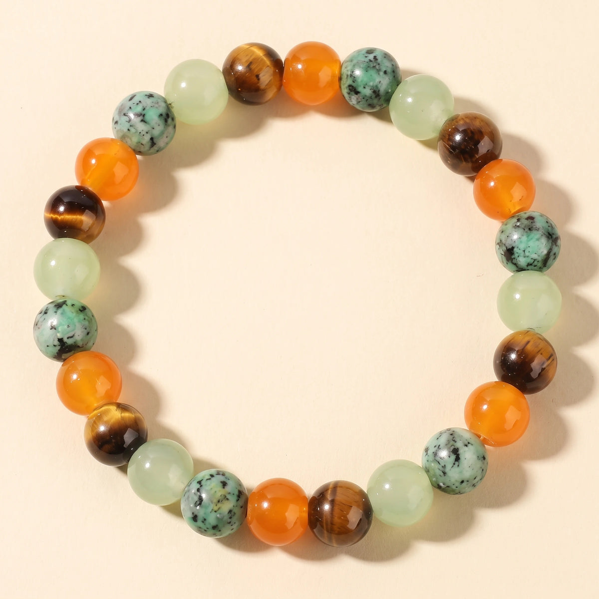 Bracelet élastique en perles naturelles 8 mm – Anxiety — orange | Breez