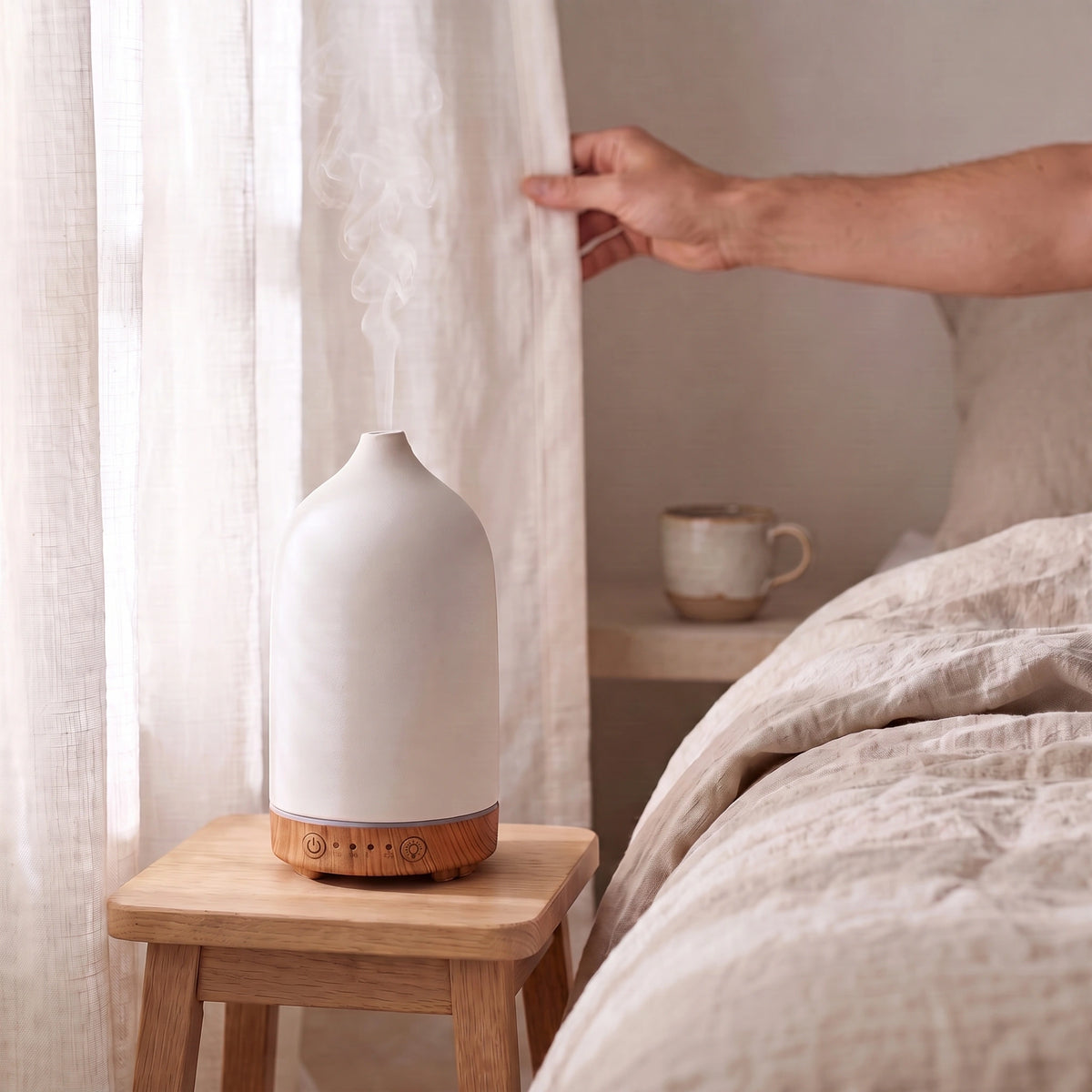 Diffuseur d’arômes ultrasonique en céramique 100 ml – Lumière d’ambiance