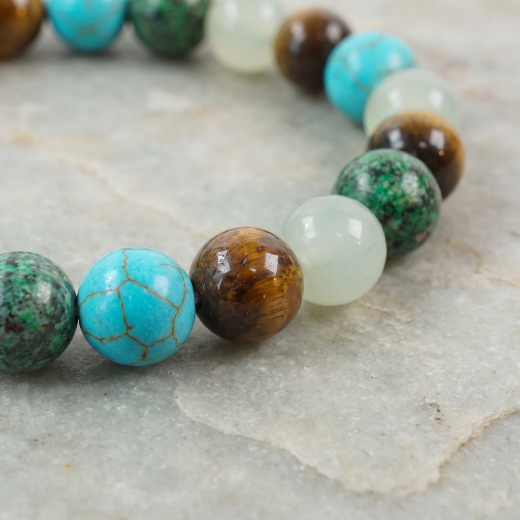 Bracelet élastique en perles naturelles 8 mm – Anxiety — turquoise | Breez