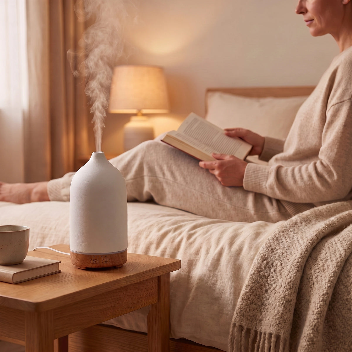 Diffuseur d’arômes ultrasonique en céramique 100 ml – Lumière d’ambiance