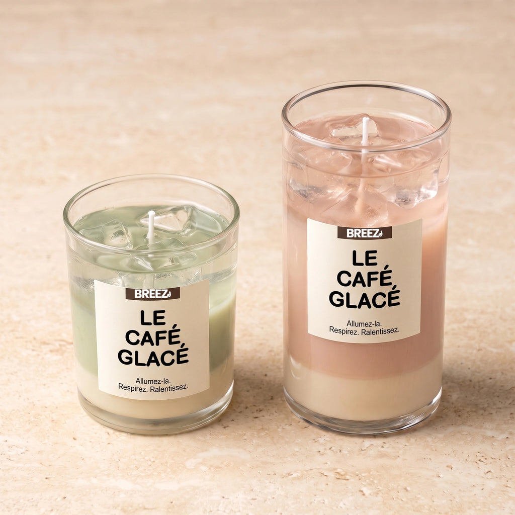 Bougie gel Latte Nuage Matcha et Welcome, deux formats décoratifs