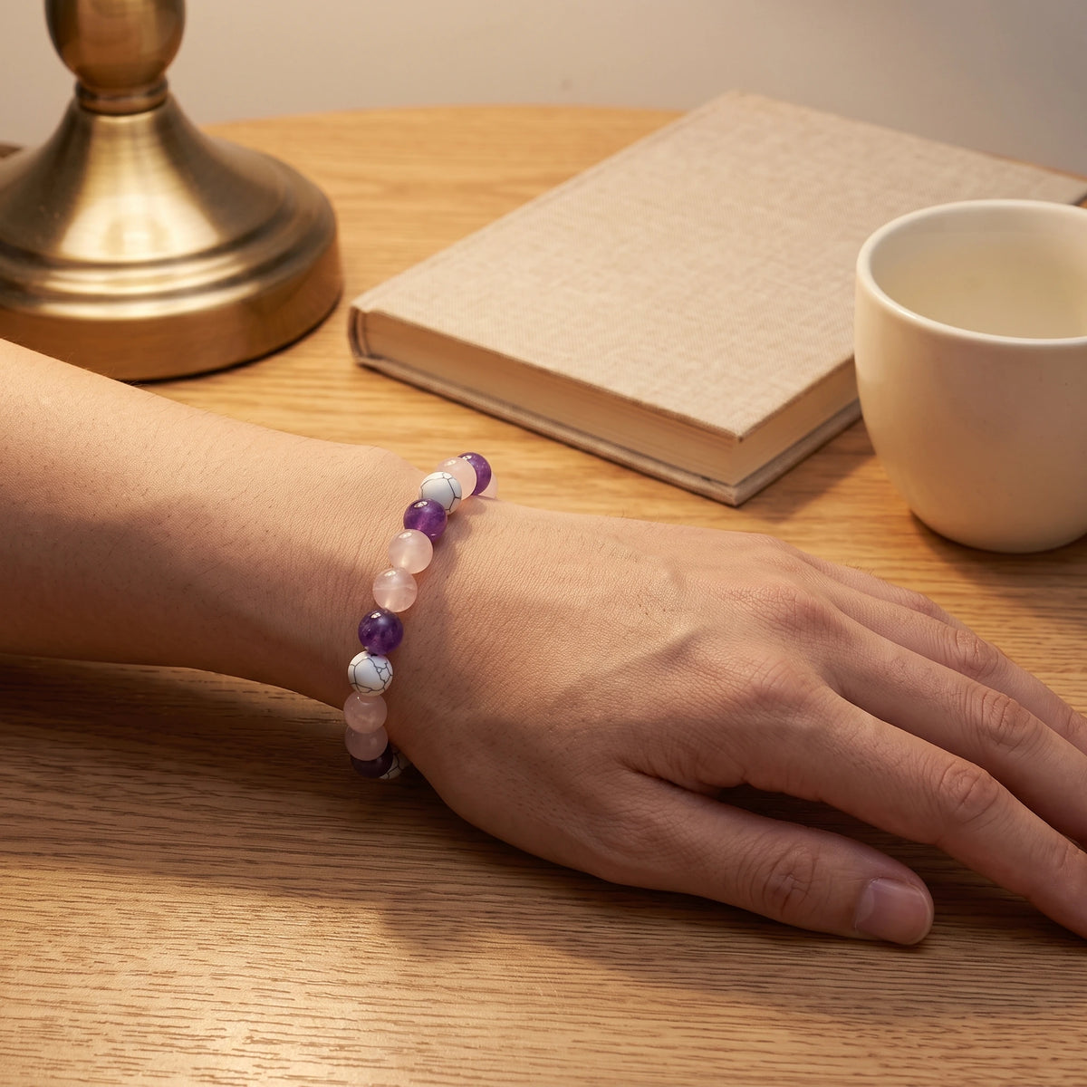 Bracelet élastique en perles naturelles 8 mm – Sleep | Breez