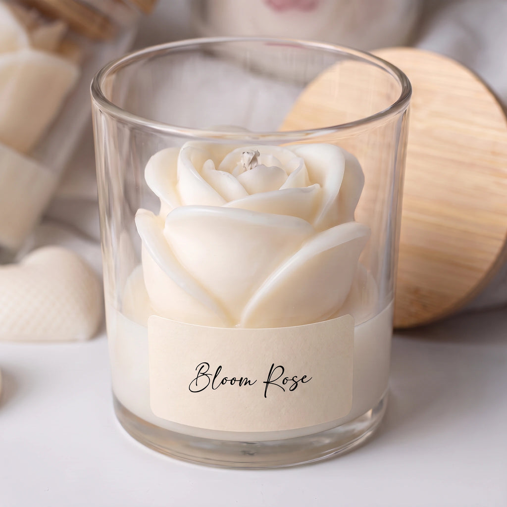 Bougie Rose en verre — 3 coloris