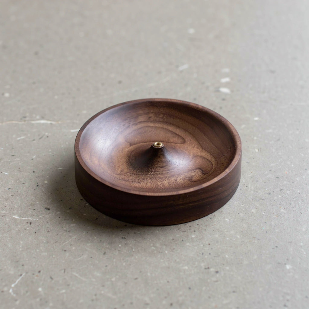 Porte-encens rond en bois