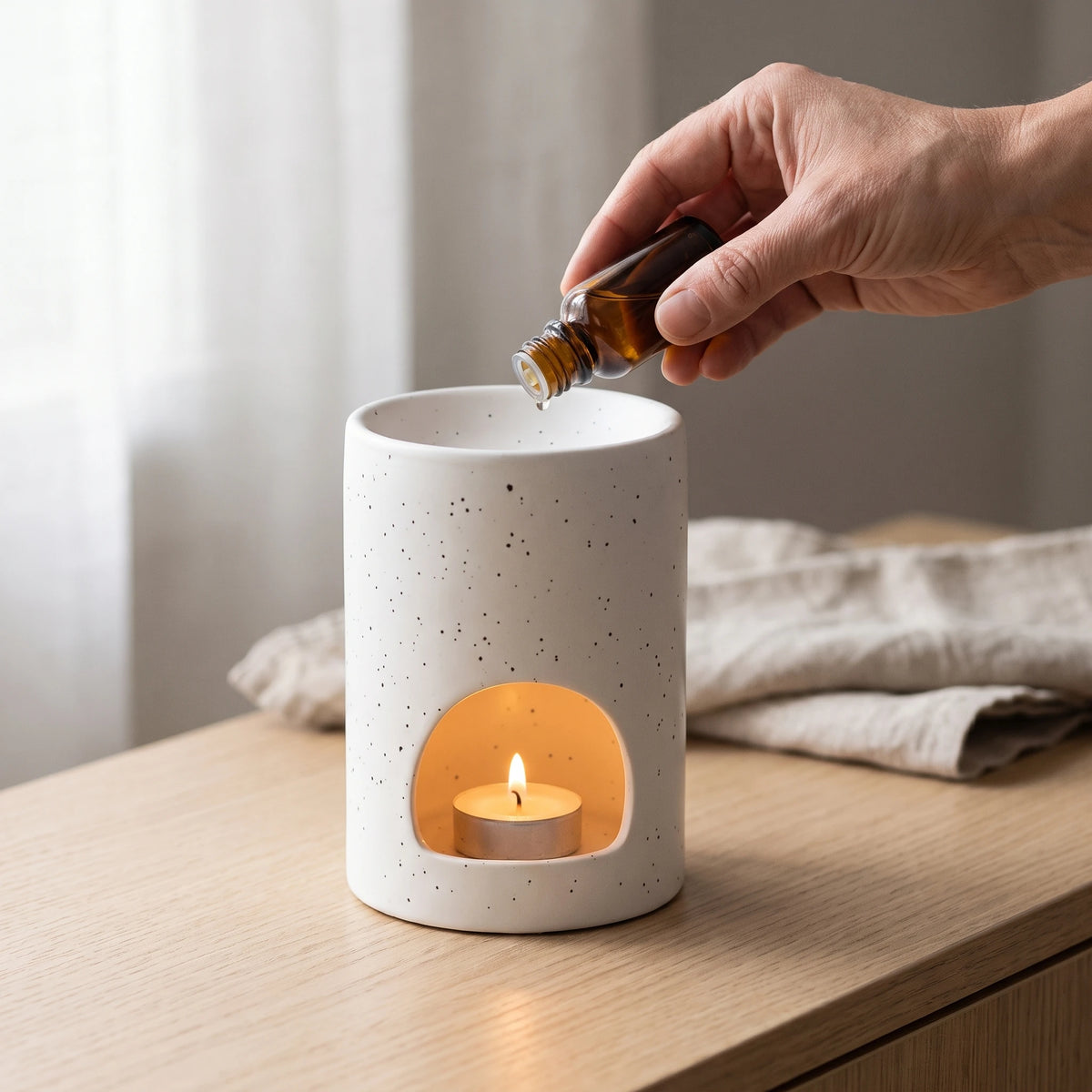 Brûle-parfum Céramique Mouchetée à Bougie Chauffe-Plat — 8,5 cm