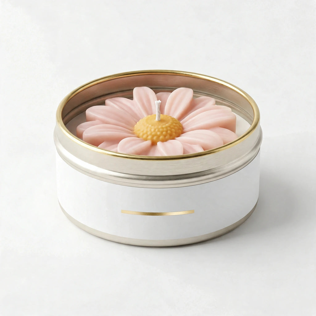 Packshot de la bougie mini marguerite Rose