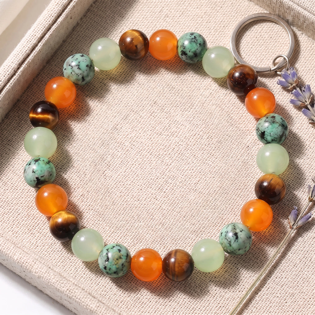 Elastisches Armband aus 8 mm Naturperlen – Anxiety — orange | Breez