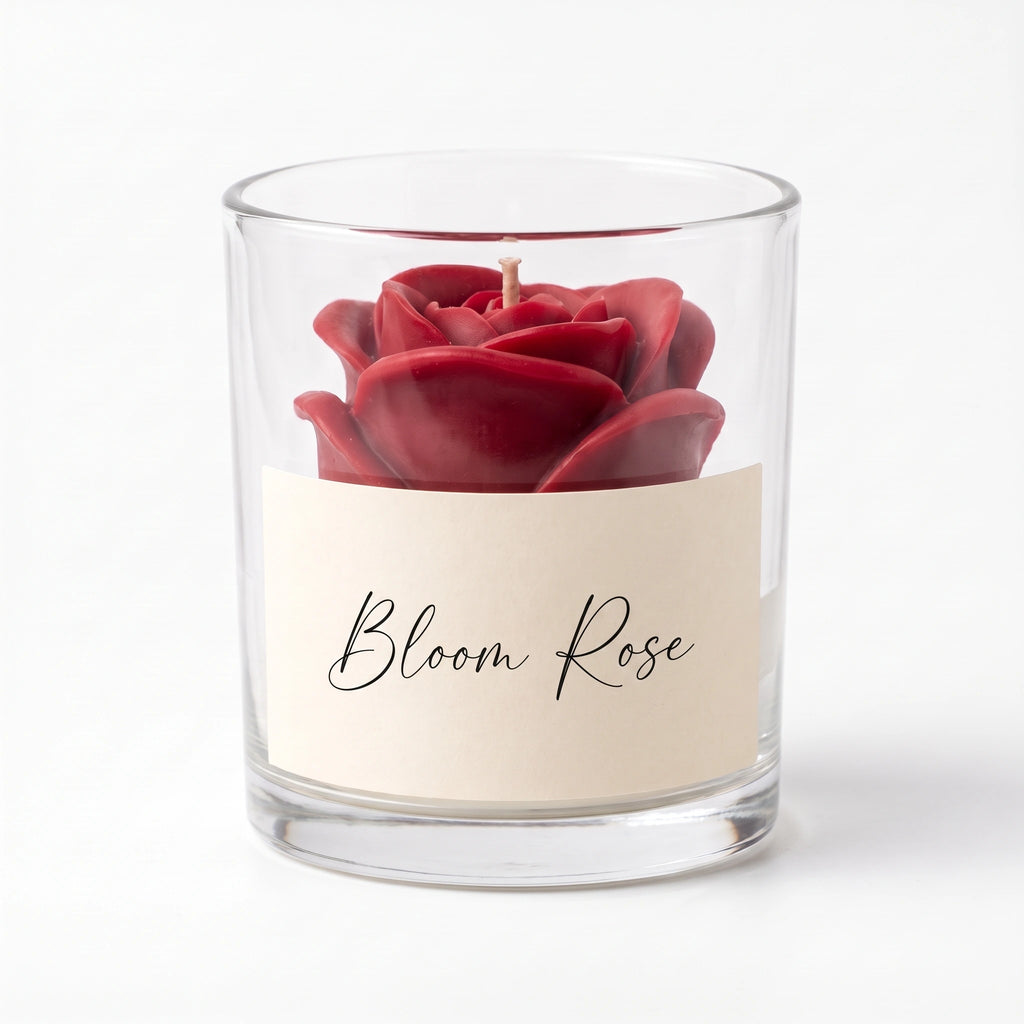 Bougie Rose en verre — 3 coloris
