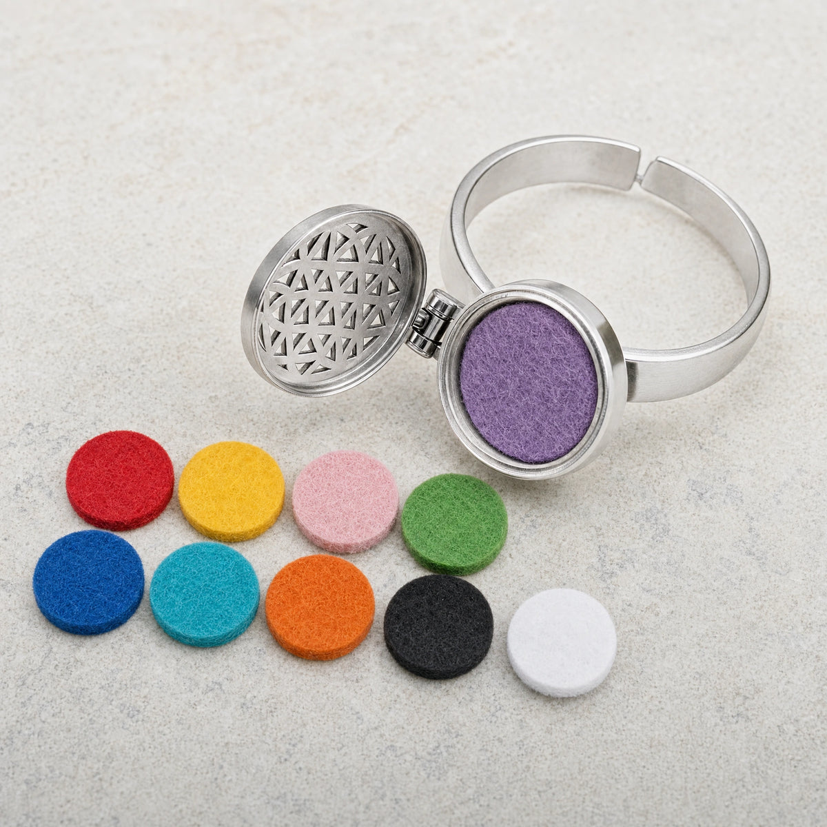 Bague Diffuseur d’Huiles Essentielles Ajustable — Motif au Choix