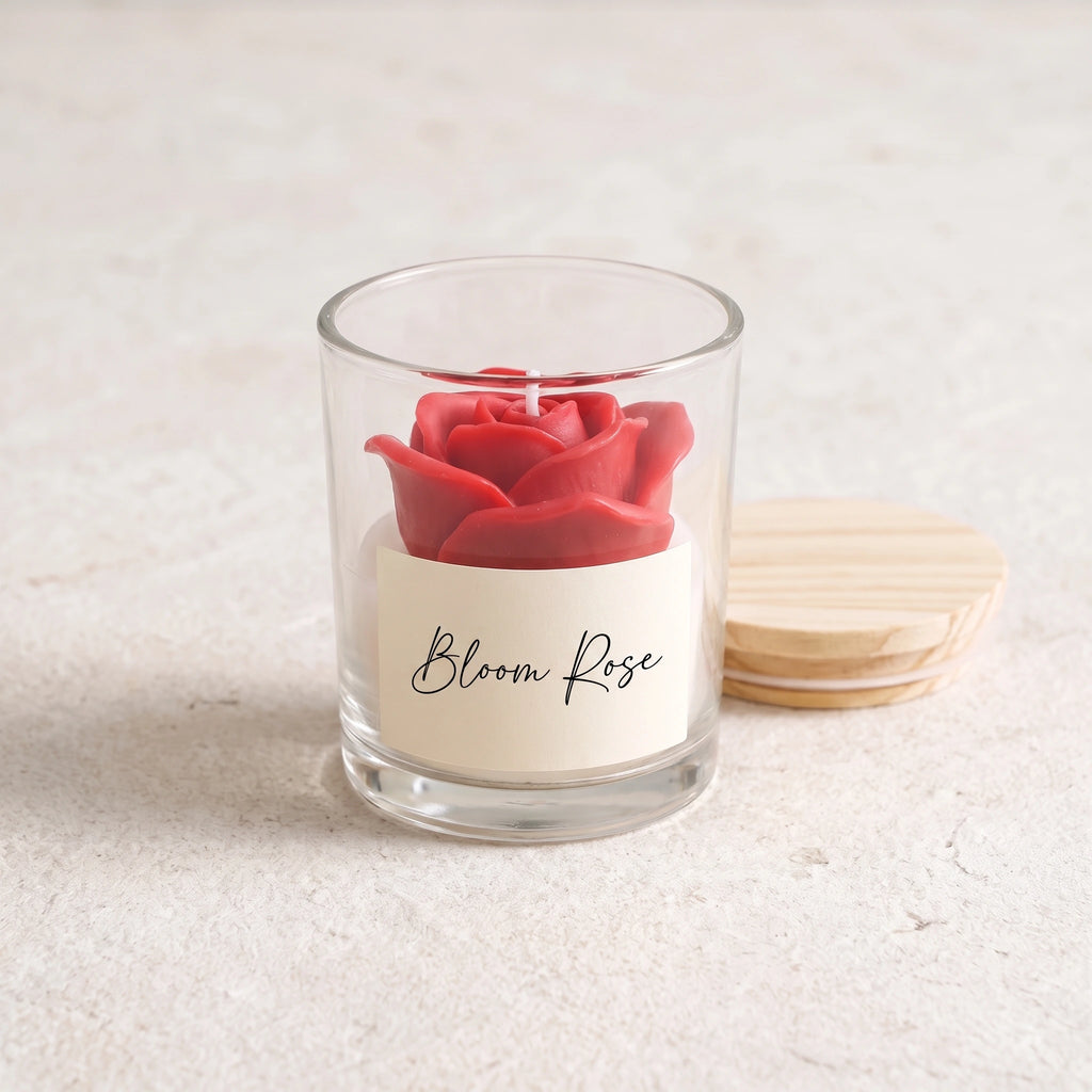 Bougie Rose en verre — 3 coloris