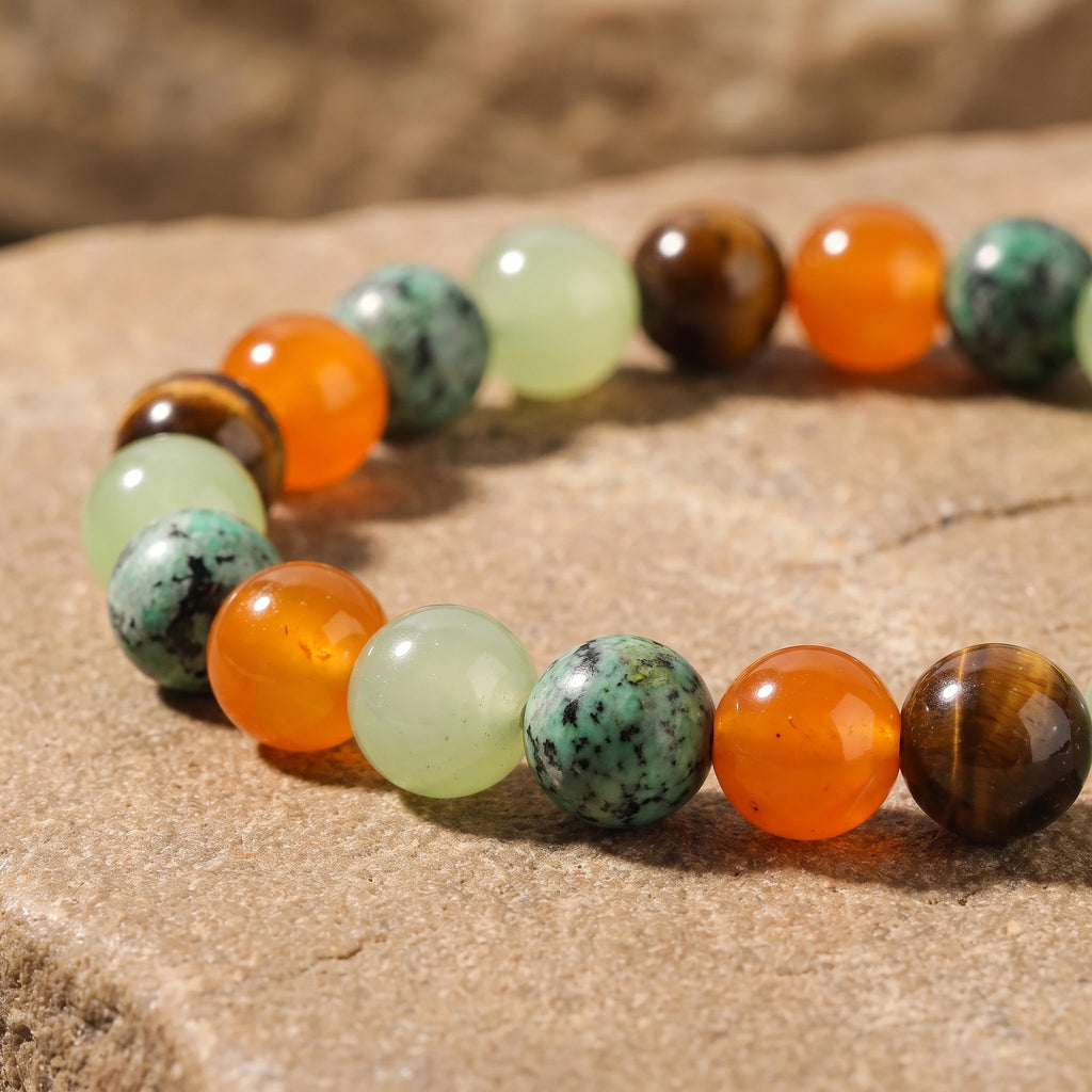 Elastisches Armband aus 8 mm Naturperlen – Anxiety — orange | Breez