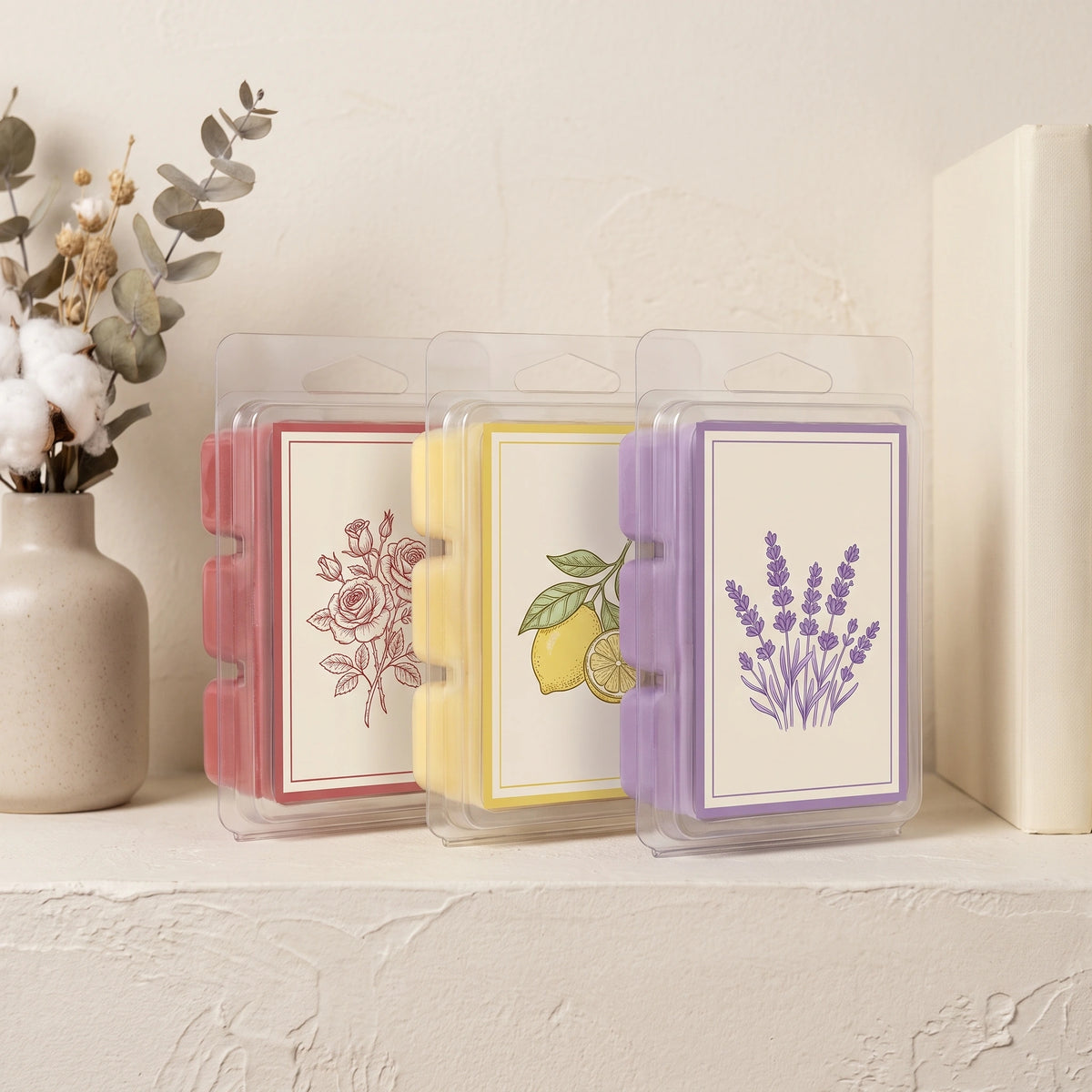 Sélection de fondants de cire parfumés à illustrations de senteur