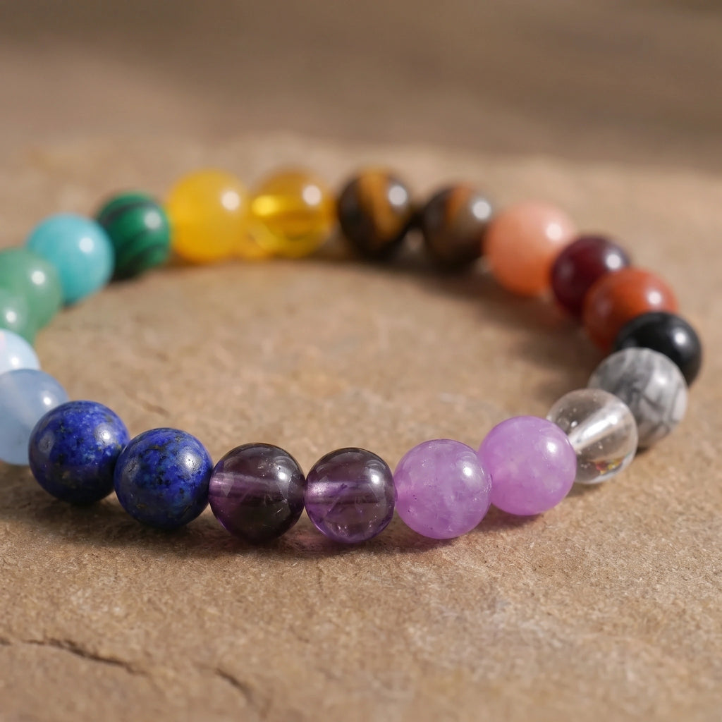 Bracelet élastique en perles naturelles 8 mm – 7 Chakras | Breez