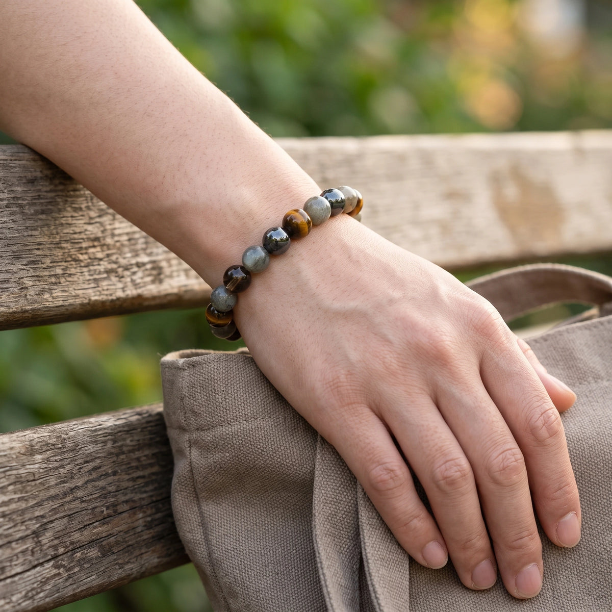 Bracelet élastique en perles naturelles 8 mm – Protection | Breez