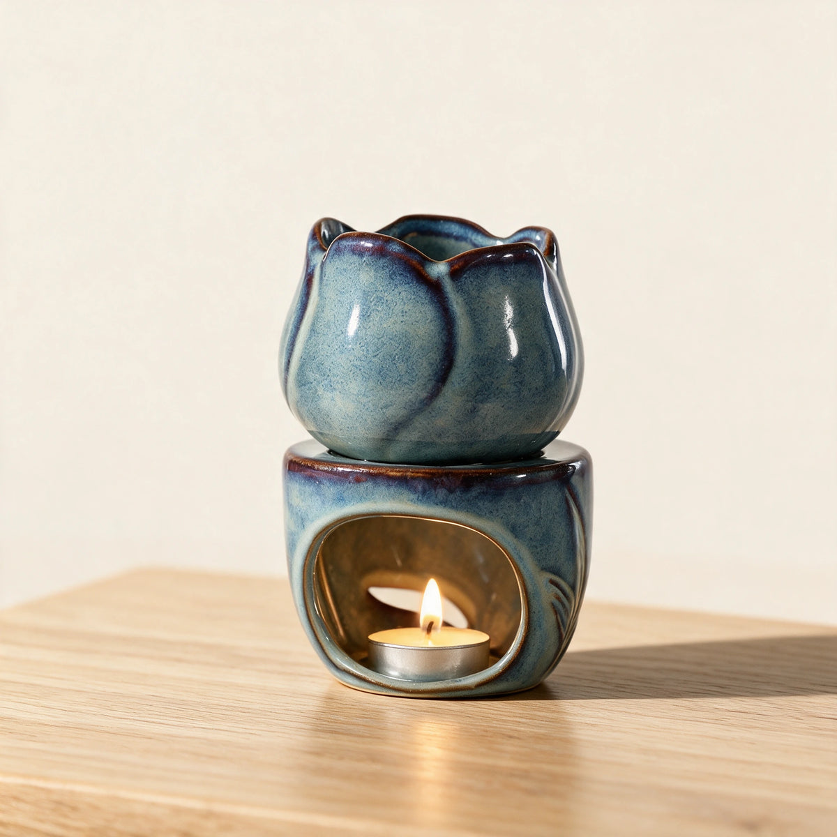 Brûle-parfum céramique Fleur bleue